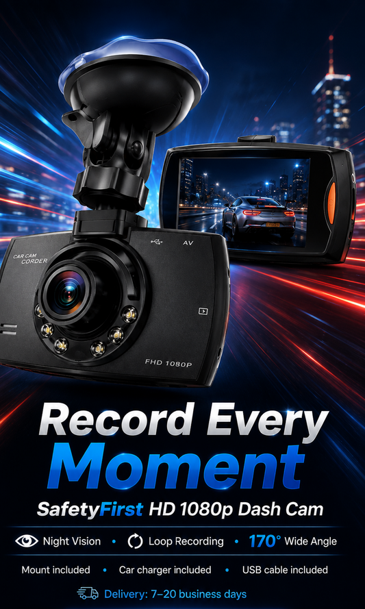 SafetyFirst HD 1080p Car Dash CamCorder with Night Vision