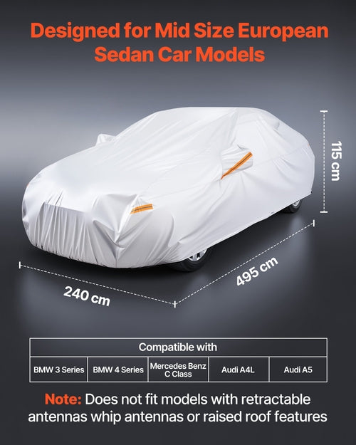 Waterproof Car Cover for Mid-Size European Sedans